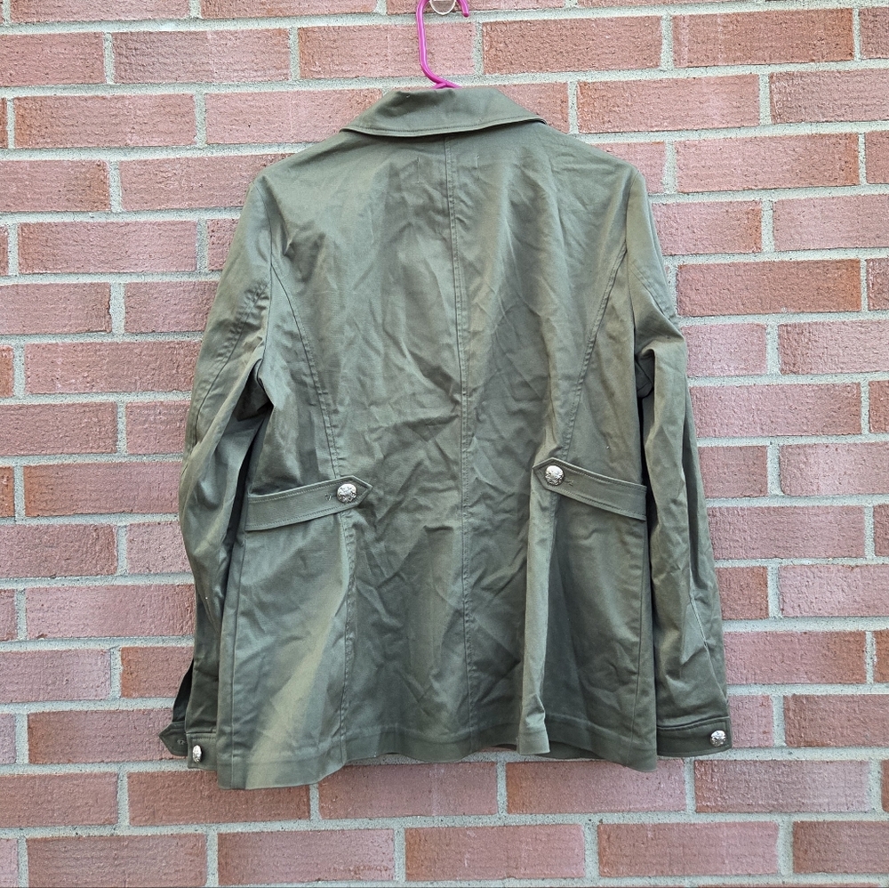 Hobbs London Farrah Cotton Blend Jacket Army Green Olive Size 10 - Picture 7 of 12